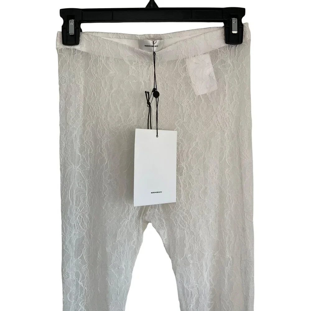 WARDROBE.NYC Lace Tights in Off White New Womens Nylons Pantyhose